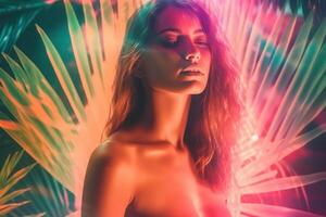 Summer Themed Double Exposure Bikini Portrait photo