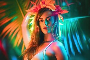 Summer Themed Double Exposure Bikini Portrait photo