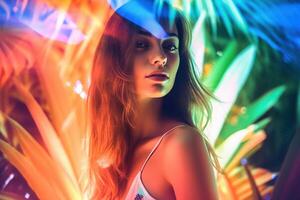 Summer Themed Double Exposure Bikini Portrait photo