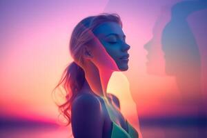 Summer Themed Double Exposure Bikini Portrait photo