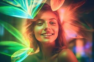 Summer Themed Double Exposure Bikini Portrait photo