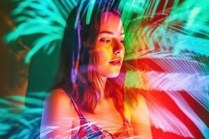 Summer Themed Double Exposure Bikini Portrait photo