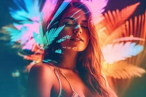 Summer Themed Double Exposure Bikini Portrait photo