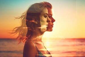 Summer Themed Double Exposure Bikini Portrait photo