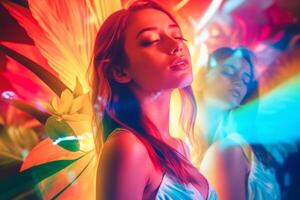 Summer Themed Double Exposure Bikini Portrait photo