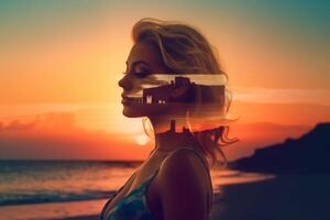 Summer Themed Double Exposure Bikini Portrait photo