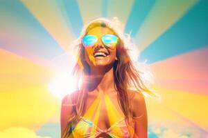 Summer Themed Double Exposure Bikini Portrait photo