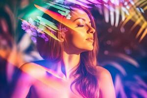 Summer Themed Double Exposure Bikini Portrait photo