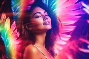 Summer Themed Double Exposure Bikini Portrait photo