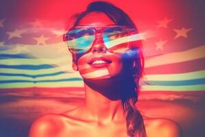 Summer Themed Double Exposure Bikini Portrait photo