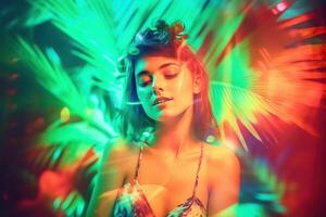 Summer Themed Double Exposure Bikini Portrait photo