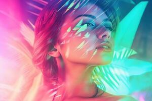 Summer Themed Double Exposure Bikini Portrait photo