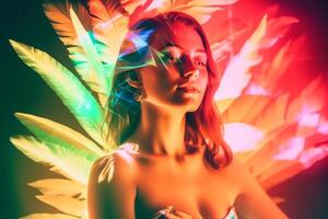 Summer Themed Double Exposure Bikini Portrait photo