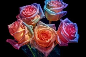 VIbrant Multicolored Roses Texture Background Generative AI photo