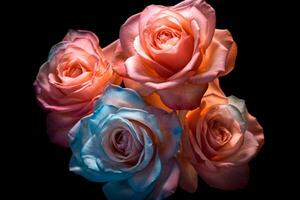 VIbrant Multicolored Roses Texture Background Generative AI photo