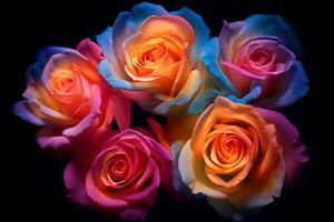 VIbrant Multicolored Roses Texture Background Generative AI photo