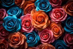 VIbrant Multicolored Roses Texture Background Generative AI photo