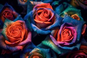 VIbrant Multicolored Roses Texture Background Generative AI photo