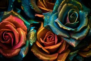 vibrante multicolor rosas textura antecedentes generativo ai foto