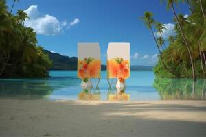 Whimsical Tropical Beachscape Generative AI photo