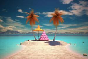 Whimsical Tropical Beachscape Generative AI photo