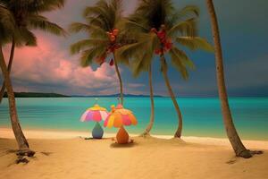 Whimsical Tropical Beachscape Generative AI photo