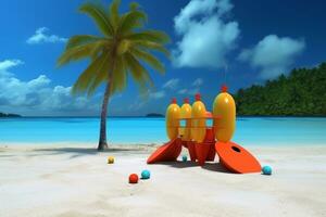 Whimsical Tropical Beachscape Generative AI photo