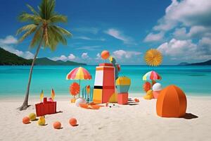 Whimsical Tropical Beachscape Generative AI photo