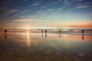 Double Exposure of Crystals on a Beachscape Generative AI photo