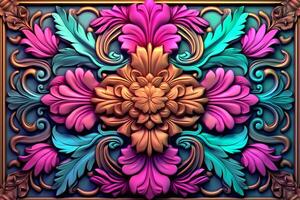 3d rendering of an ornate floral design generative AI photo