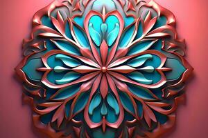 3d rendering of an ornate flower on a pink background generative AI photo