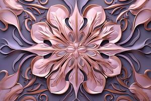 3d rendering of an ornate flower on a purple background generative AI photo