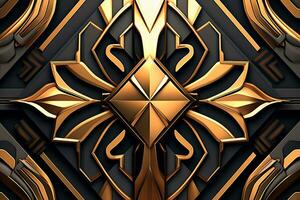 a golden and black background with an ornate design generative AI photo