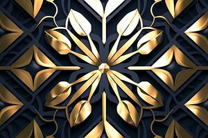 a golden and black background with an ornate design generative AI photo