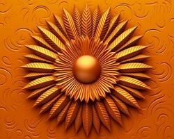 a golden sunflower on an orange background generative AI photo