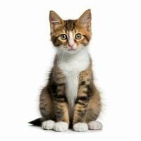 a kitten is sitting in front of a white background generative AI photo