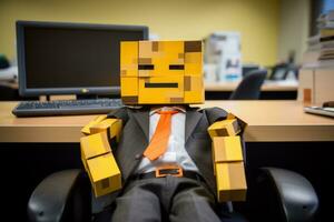 a man wearing a suit and tie sitting in a chair generative AI photo