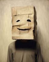 a man with a paper bag on his head generative AI photo