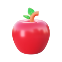 realistic healthy apple 3d illustration or 3d organic apple fruit icon isolated png