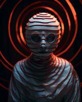 a person in a red and white striped outfit generative AI photo