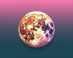 a pink and purple background with an image of an egg generative AI photo
