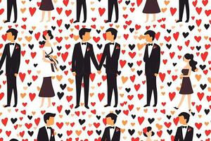 a seamless pattern of people in suits and tuxedos generative AI photo