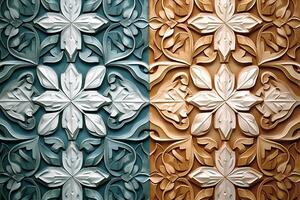 a set of decorative wall panels with floral designs generative AI photo