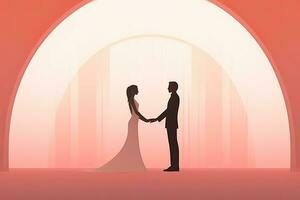 a silhouette of a bride and groom standing in front of an arch generative AI photo