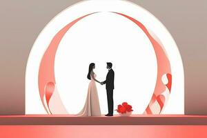 a wedding couple standing in front of an arch generative AI photo