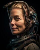 a woman wearing a space suit and helmet generative AI photo