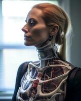 a woman with a human skeleton in front of her generative AI photo