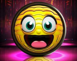 a yellow smiley face with big eyes and a big mouth generative AI photo