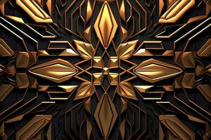 abstract 3d design with gold and black colors generative AI photo