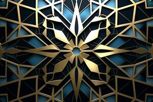 abstract background with gold and blue geometric shapes generative AI photo